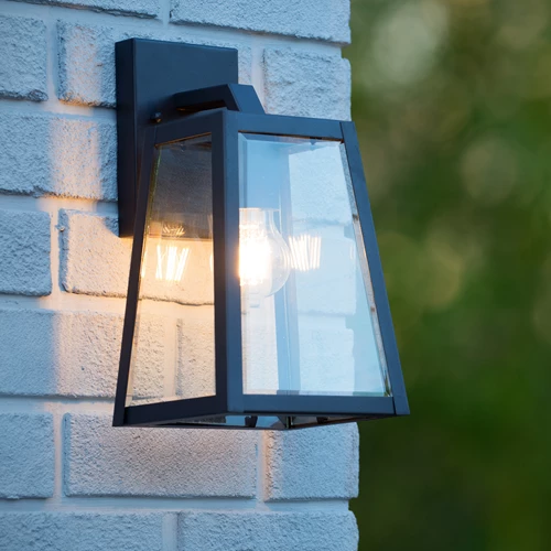 Lucide MATSLOT - Applique murale Intérieur/Extérieur - 1xE27 - IP23 - Noir - ambiance 1